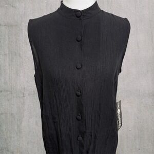 Sag Harbor Petite S Women Black Tank Button Up NWT Grunge Punk Style Gothic